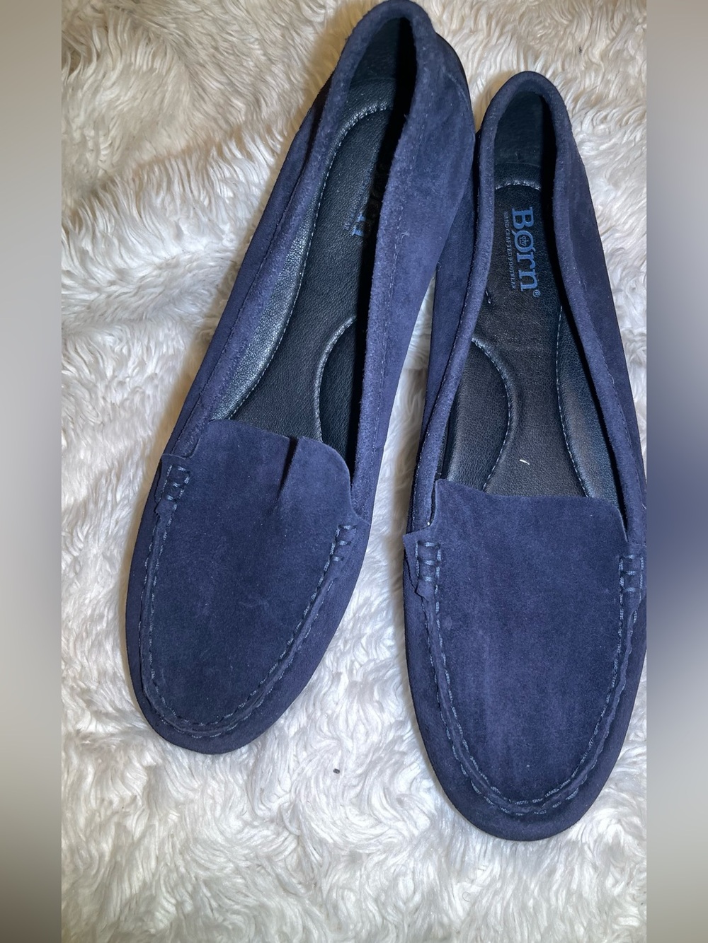Born Navy Suede Loafers size 10